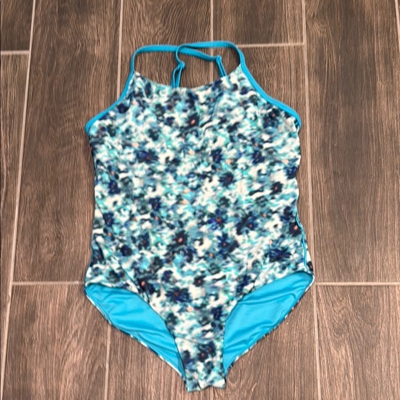Kids Swim Floral Blue Swimsuit - Picture 5 of 9